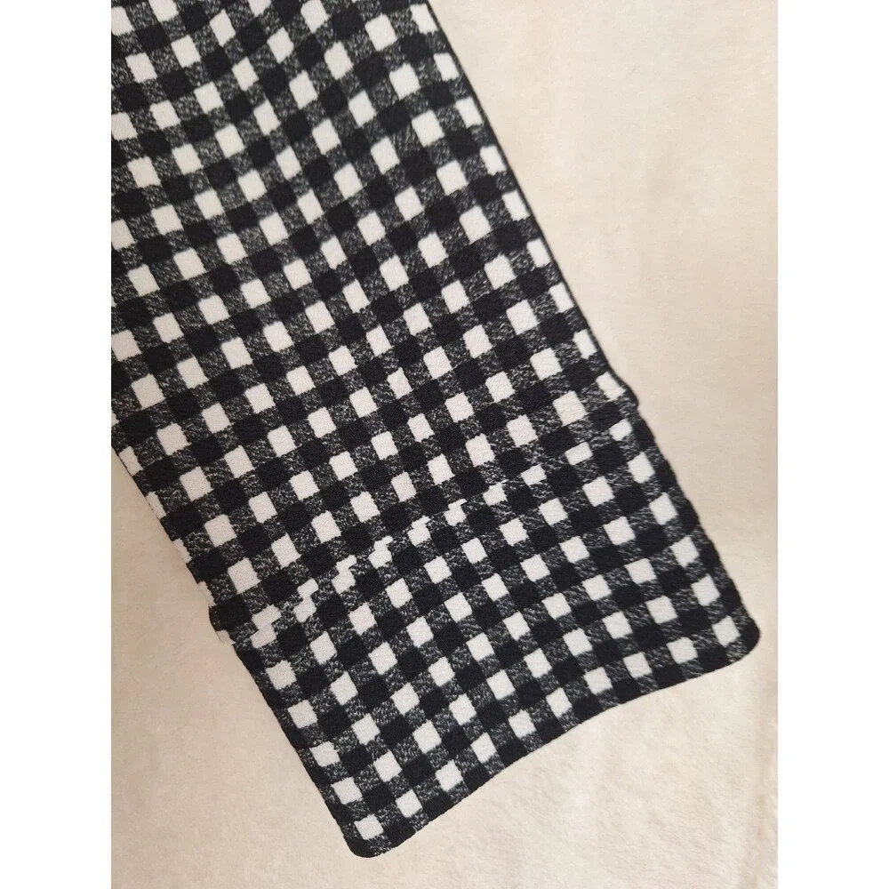 Ophelia Roe Women's 1X Open Front Blazer Jacket Black White Plaid Check Pockets